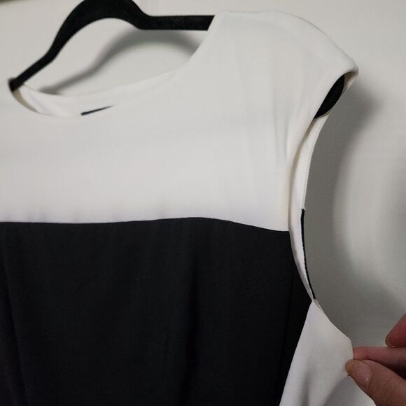 Chaps Womens Colorblock Midi Fitted Cap Sleeve Lined Dress Size Medium - Picture 3 of 6